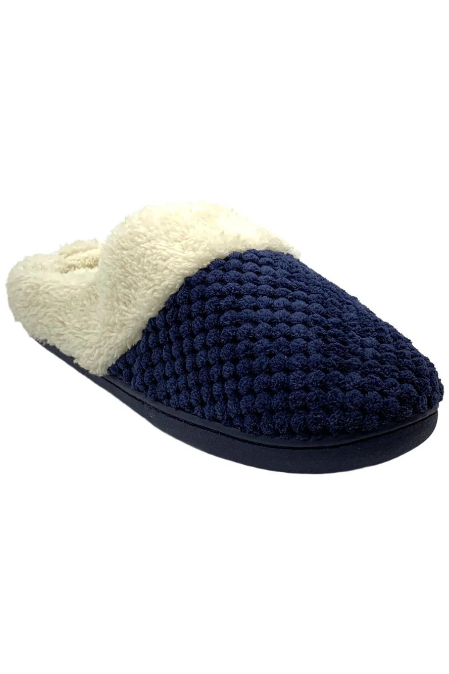 Ultraideas Women's Coral Fleece Slippers Navy - Medium